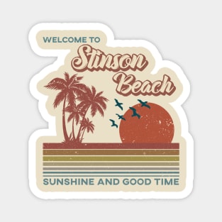 Stinson Beach - Stinson Beach Retro Sunset Magnet