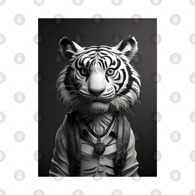 Funny black and white tiger by Spaceboyishere