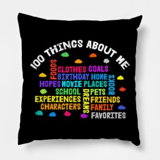 100 Days Of School Things About Me Teacher Student Pillow