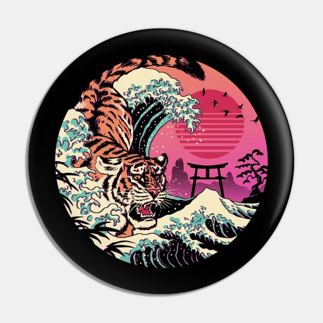 Rad Tiger Wave Pin by Vincent Trinidad Art