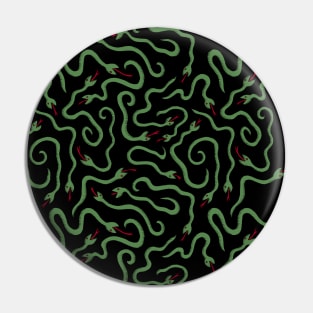 Playful Green Snakes Pin