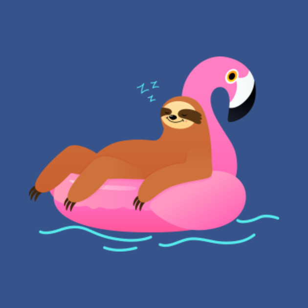 Lazy Sloth Sleeping On Flamingo Pool Float Sloth Flamingo Float T