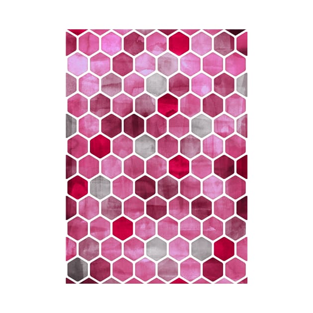 Pink Ink - watercolor hexagon pattern by micklyn