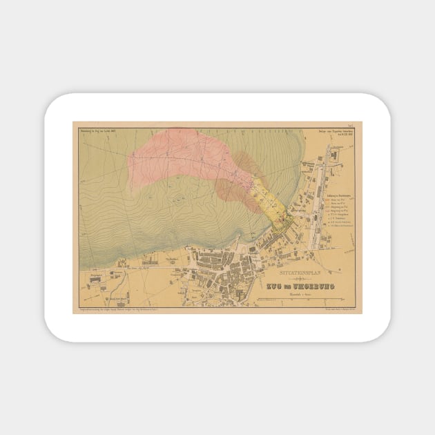 Vintage Map of Zug Switzerland (1887) Magnet by Bravuramedia