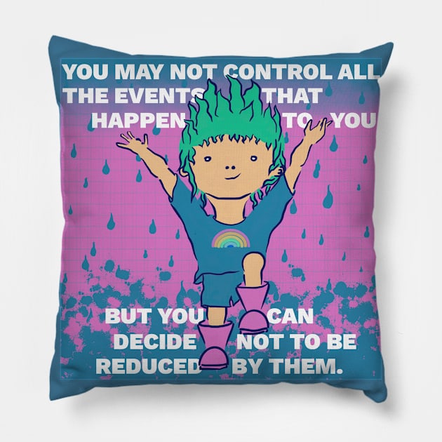 Inspiring Quote - You May Not Control All the Events That Happen to Your But You Can Decide Not to Be Reduced By Them Pillow by createnik