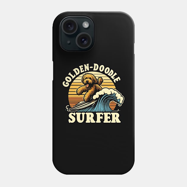 Retro Goldendoodle Surfer Phone Case by SimpliPrinter