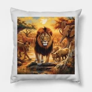 Lion The King of Safari Pillow