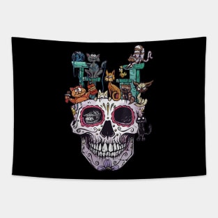 Cat Skull Shirt - Kitty Skeleton Halloween Costume Skull Cat Tapestry