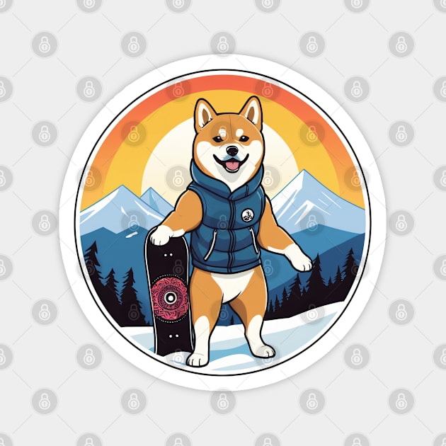 Pro Shiba Snowboarder Magnet by nicecorgi