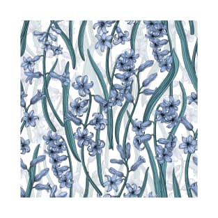 Blue Hyacinth flowers on white T-Shirt