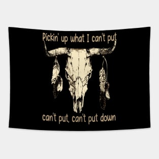 Pickin' Up What I Can't Put, Can't Put, Can't Put Down Feathers Bull-Skull Tapestry