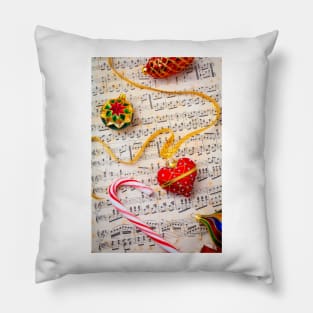 Red Heart Ornament On Sheet Music Pillow