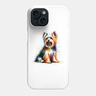 Elegant Silky Terrier in Colorful Splash Art Style Phone Case