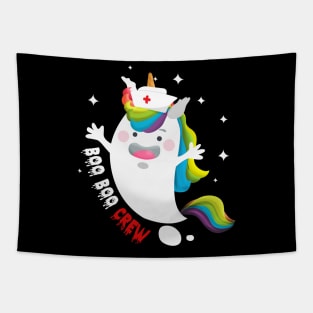 Boo Boo Crew Unicorn Nurse Ghost Halloween Costume Tapestry