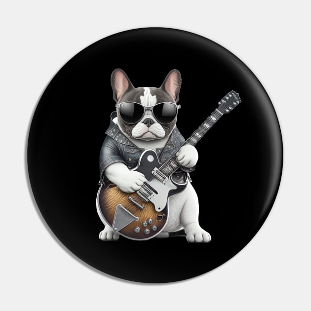 French Bulldog Playing Guitar Pin by Odd World