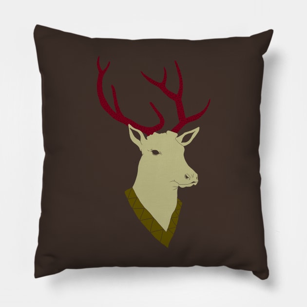 Cute Deer Pillow by Cataleyaa