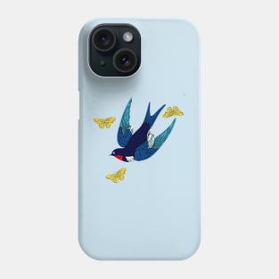 Barn Swallow and Butterflies Phone Case