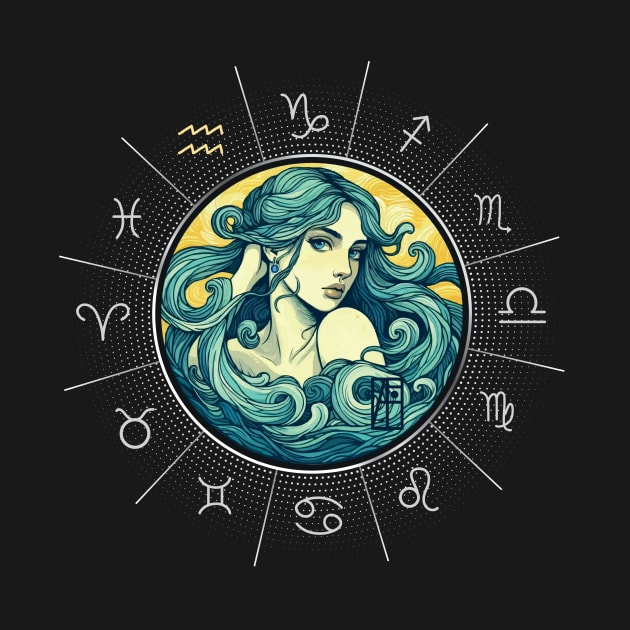 ZODIAC Aquarius - Astrological AQUARIUS - AQUARIUS - ZODIAC sign - Van Gogh style - 11 by ArtProjectShop