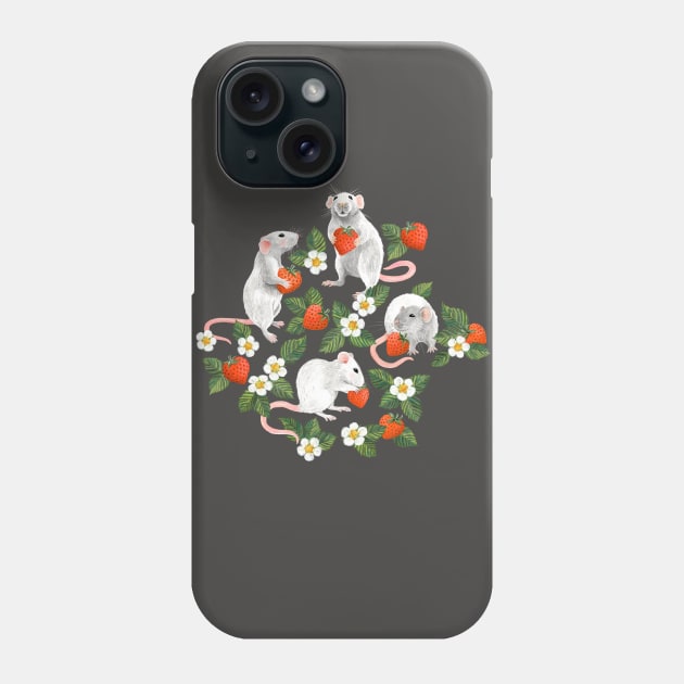 Sweet Rats with Strawberries Phone Case by micklyn