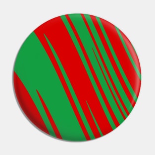 Candy Cane Christmas Red & Green Stripes Abstract Pattern Design Pin