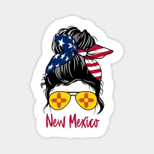 New Mexico girl Messy bun , American Girl , New Mexico Flag Magnet