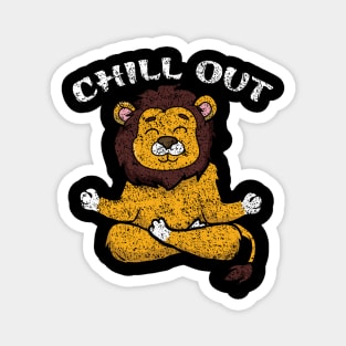 Meditation lion yoga chill out cartoon Magnet