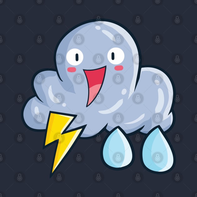 Cute thunder rain cloud by Jocularity Art