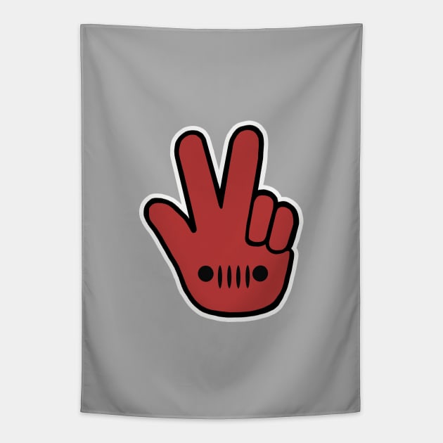 4x4 Hand with Grille Red Tapestry by Trent Tides
