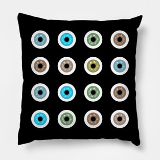 googly eyes pattern on a black background Pillow