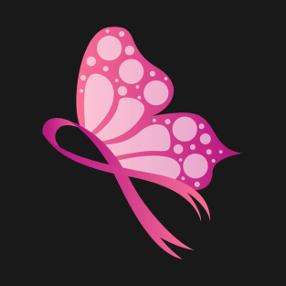 Pink Butterfly Ribbon Breast Cancer Supporter T-Shirt