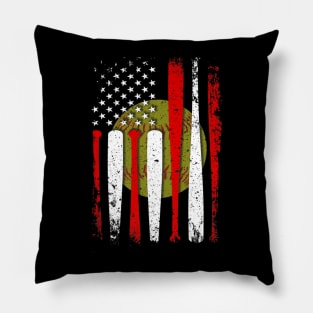 Dad Flag Man Softball Player Pillow