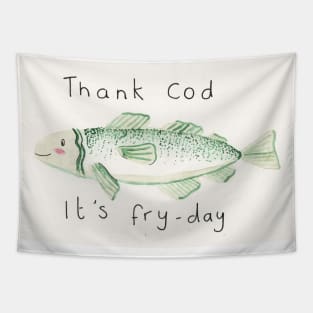 Thank cod its fry day Tapestry