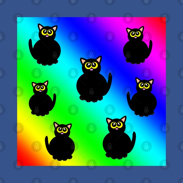 Black kitties on rainbow by MelanieJeyakkumar