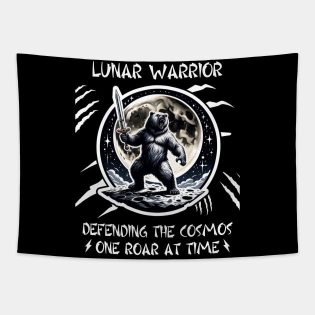 Viking Lunar Warrior Bear With a Sword Tapestry by mieeewoArt