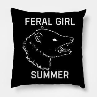 Feral Girl Summer Opossum Vintage Pillow