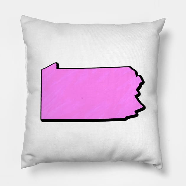 Pink Pennsylvania Outline Pillow by Mookle