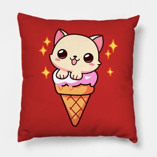 Cute Kitten In An Ice Cream Pillow