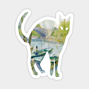 Cat Vang Gogh Fishing in Spring Magnet