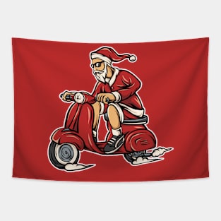 Cool Santa on a Scooter Tapestry