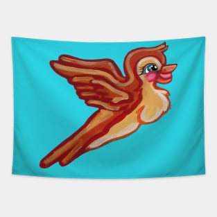 Cute Flying Orange Bird Tapestry