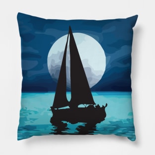 Sail Boat Sunset Over The Sea Pillow