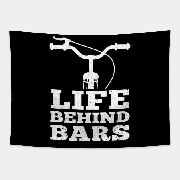 Funny Bicycle Life Behind Bars Biking Tapestry by ashiacornelia173