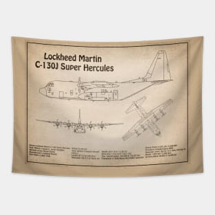 C-130 Hercules - Airplane Blueprint -  SD Tapestry