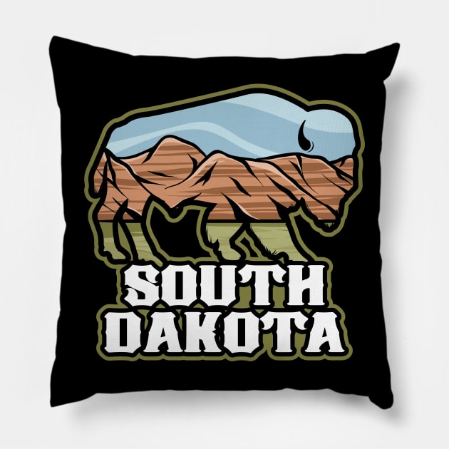 South Dakota Badlands Buffalo Pillow by SouthDakotaGifts