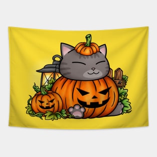 Halloween Cat Pumpkin Kitty Tapestry