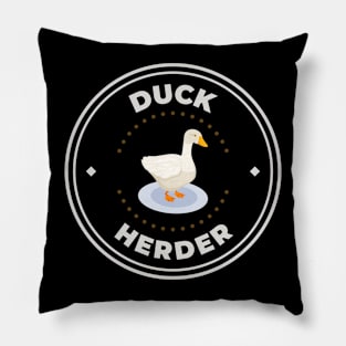 Duck herder round logo Pillow