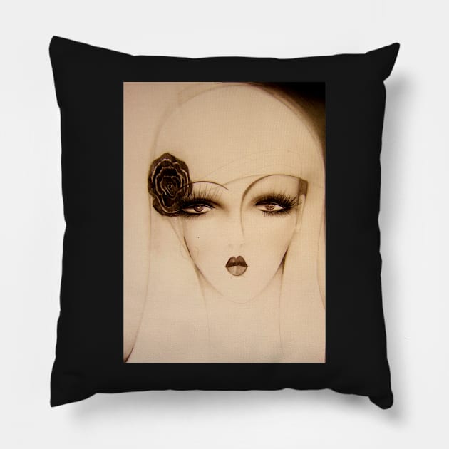 SAHARA DESERT ART DECO 70S POSTER PRINT SKETCH Pillow by jacquline8689