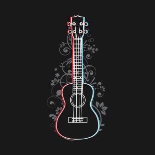 Ukulele 3D Outline Flowering Vines T-Shirt