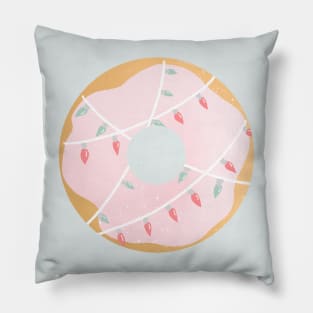 Pink christmas lights donut Pillow