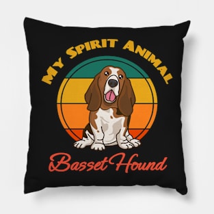 Basset Hound My Spirit Animal Dog puppy Lover Cute Sunser Retro Funny Pillow